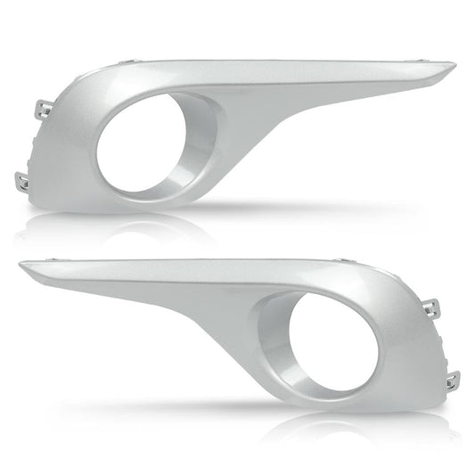 G-PLUS Front Fog Light Lamp Cover Trim Pair, Compatible with Toyota Highlander 2011 2012 2013 TO1038154 TO1039154 814810E060 814820E080, Driver & Passenger Side Fog Light Trim Silver