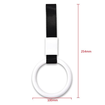 G-PLUS JDM Tsurikawa Ring Round Subway Train Bus Car Handle Hand Straps Drift Charm, Rear Bumper Warning Ring (White)