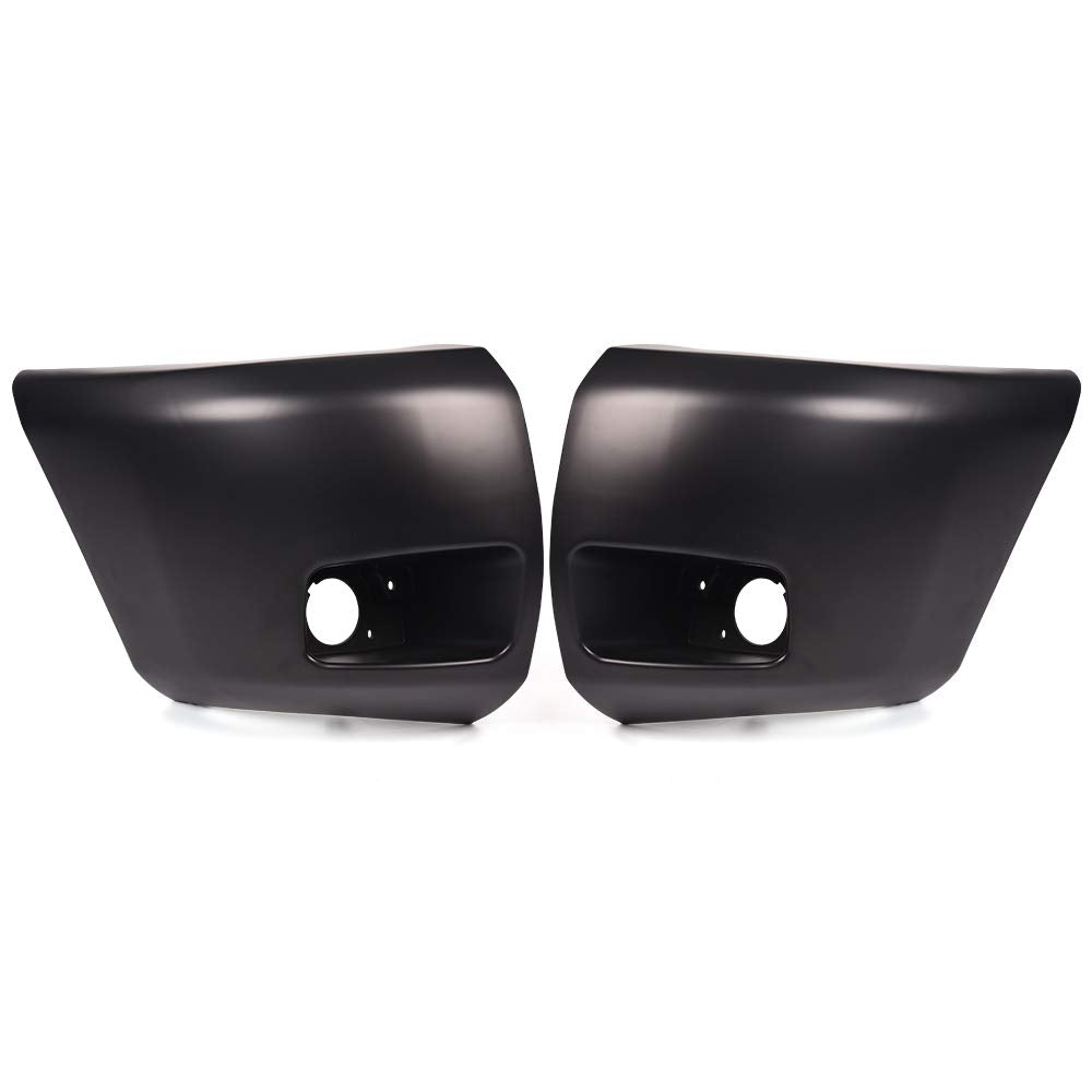 G-PLUS Front Bumper End Compatible With 2007-2013 Chevy Silverado 1500 Front Right and Left Side Primed Face Bar Cap With Fog Llights Hole GM1004147 GM1005147