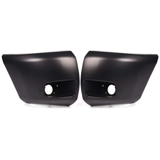 G-PLUS Front Bumper End Compatible With 2007-2013 Chevy Silverado 1500 Front Right and Left Side Primed Face Bar Cap With Fog Llights Hole GM1004147 GM1005147