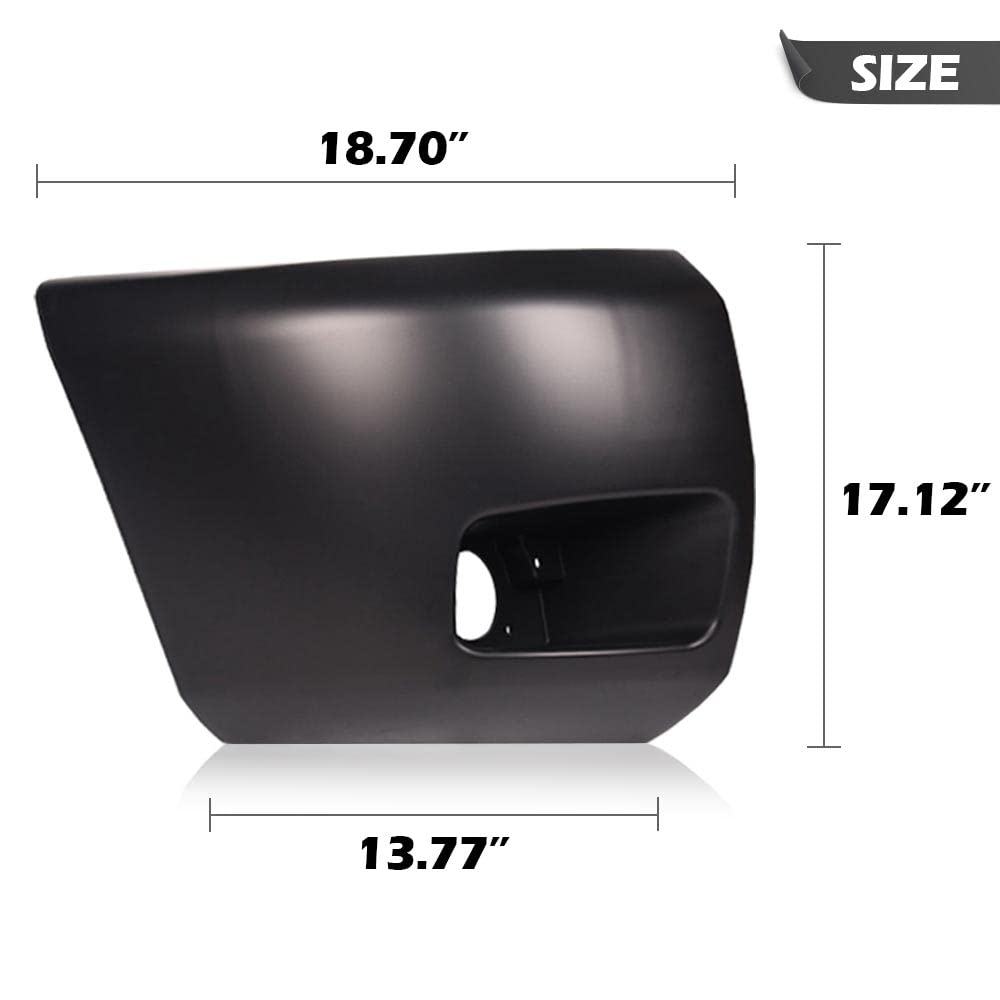 G-PLUS Front Bumper End Compatible With 2007-2013 Chevy Silverado 1500 Front Right and Left Side Primed Face Bar Cap With Fog Llights Hole GM1004147 GM1005147