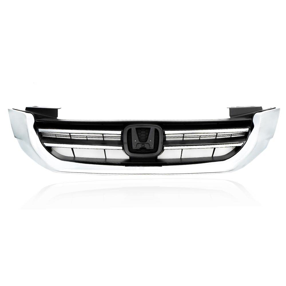 G-PLUS Front Bumper Upper Hood Grille Compatible with Honda Accord Sedan 2013 2014 2015 Replacement Black & Chrome Grill 71121T2FA01, HO1200214