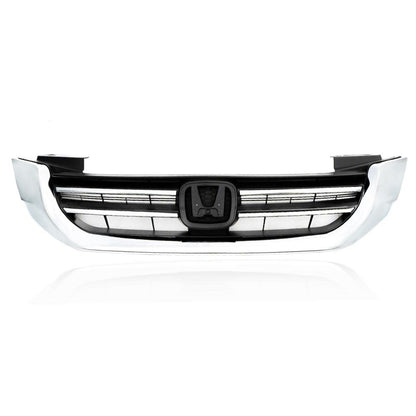 G-PLUS Front Bumper Upper Hood Grille Compatible with Honda Accord Sedan 2013 2014 2015 Replacement Black & Chrome Grill 71121T2FA01, HO1200214