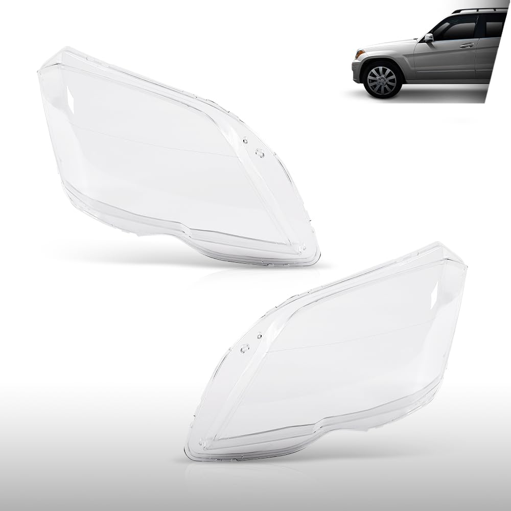 G-PLUS Headlight Lens Cover Compatible with Benz GLK Class X204 2009-2012 Left & Right Front Headlamp Lens Cover Clear