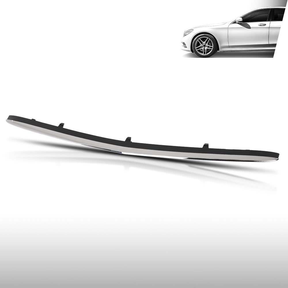 G-PLUS Front Bumper Lower Center Molding Trim Spoiler Compatible with Benz S63 AMG S550 S600 S550e 2014-2017 2228800108 Chrome Black