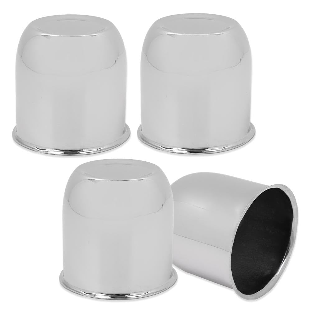 G-PLUS 4pcs Chrome Wheel Center Cap Fit for 3 1/4", 3.25" Trailer Rims Center Bore Light Scratch [Center Bore Dimensions: 3.25", 3 1/4" & Overall Cap Tall: 3.40" & Center Decal: 1.75"]