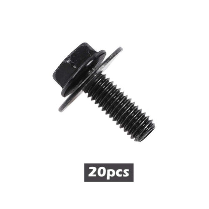 G-PLUS Body Bolt Screw Fastener Fender M6-1.0X 16mm Long- 10mm Hex- 17mm Washer Steel Black 20PCS