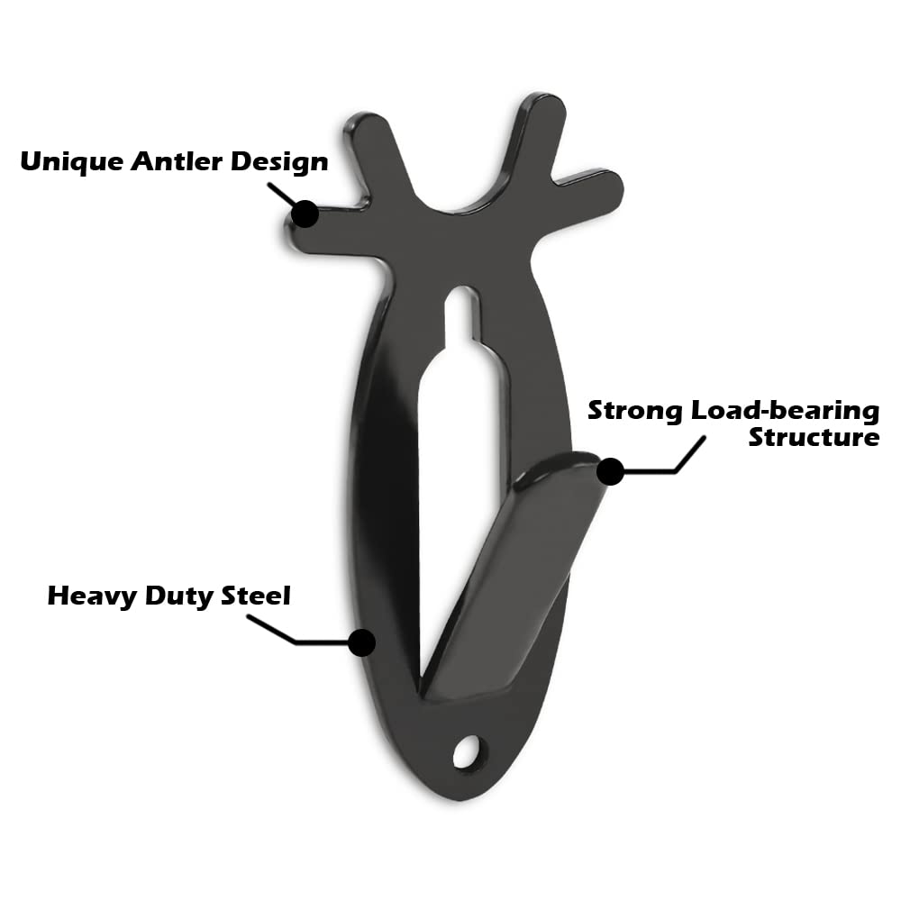 G-PLUS Black 3PCS Wall Hanger Hook European Antler Style Wall Mount Bracket for Hanging Mounting Elk Deer Antelope Living Room Bedroom Home Decor