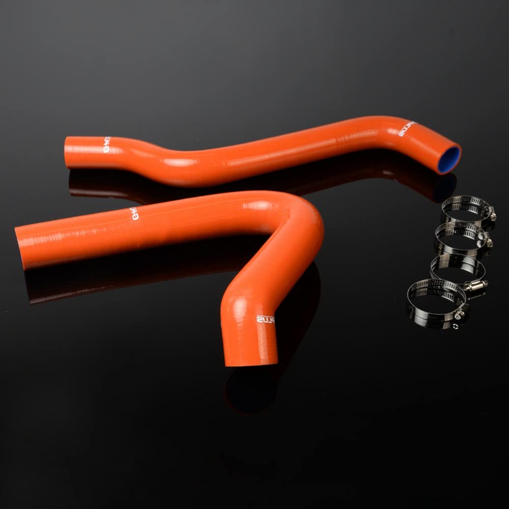 G-PLUS Silicone Radiator Coolant Hose Kit Clamps Fit Compatible With 1967-1972 Chevy C/K Series C10 Pickup Dark Orange