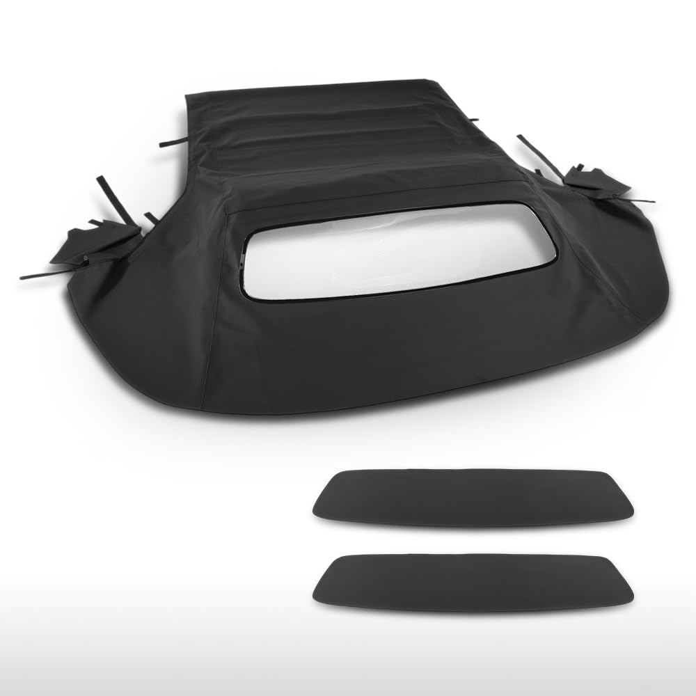 G-PLUS Canvas Convertible Soft Top w/Plastic Window Compatible with Ford Mustang 2005-2014 Black