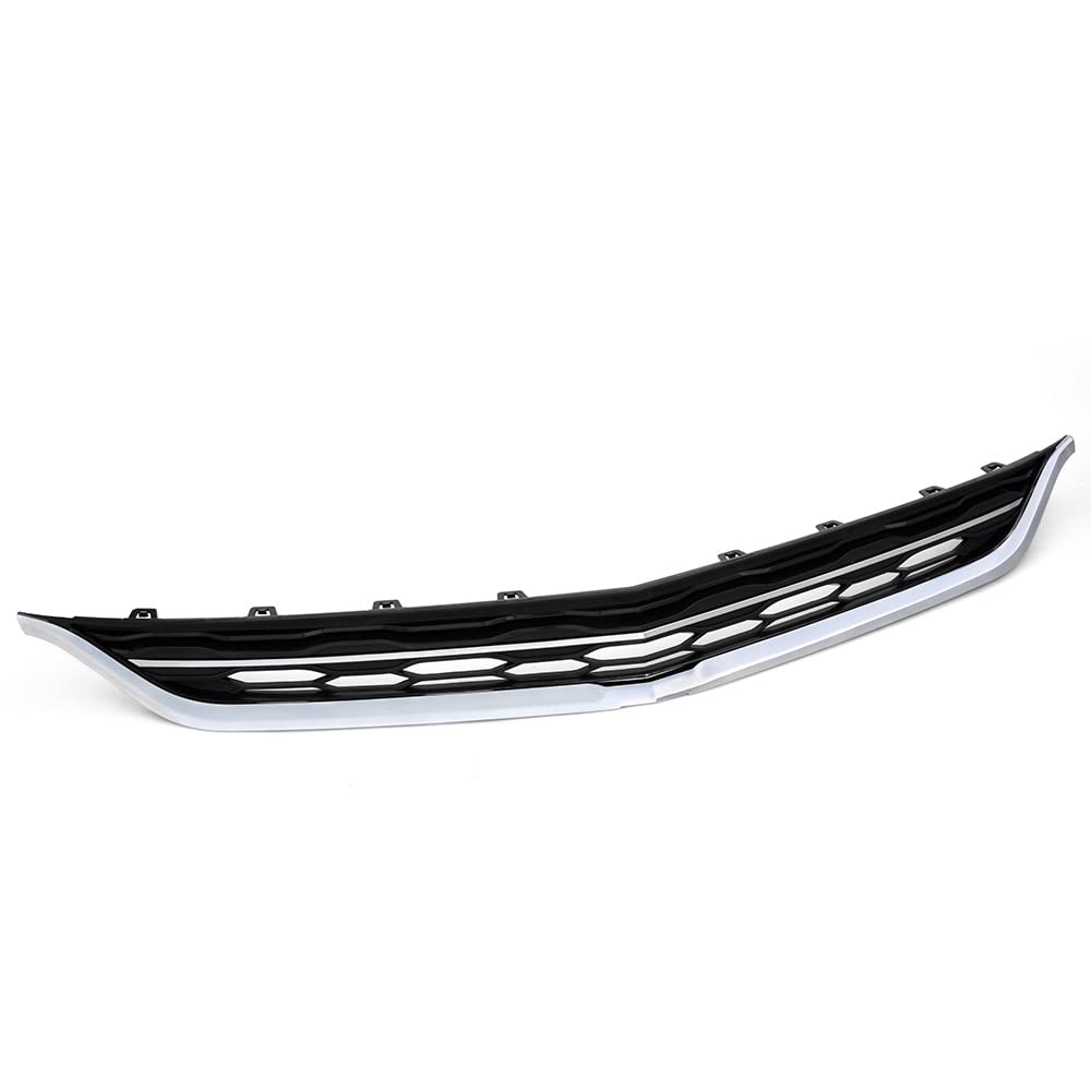 G-PLUS Chrome Front Bumper Upper Grille Assembly Compatible With 2016-2018 Chevy Malibu ABS Honeycomb Mesh Grille Replacement