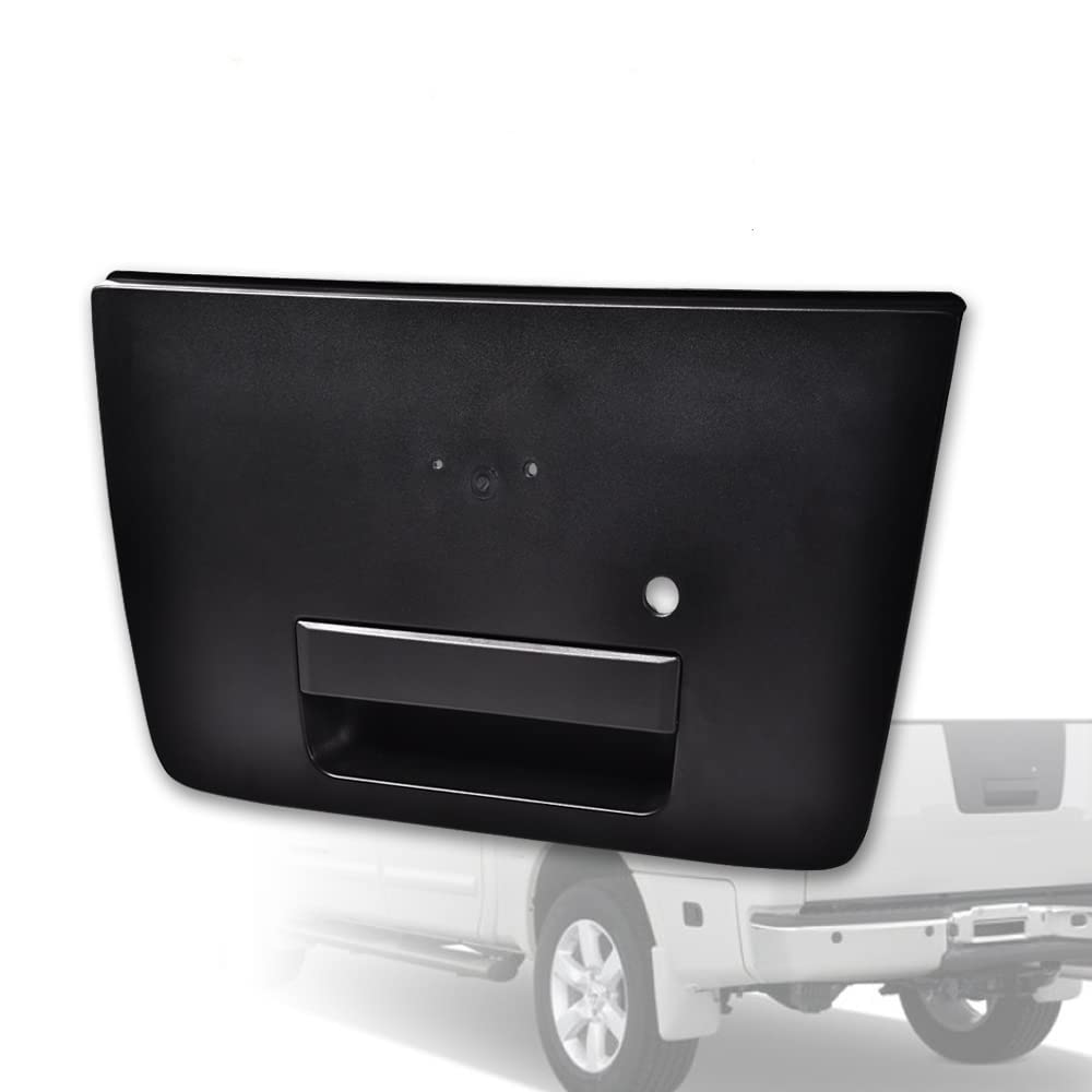 G-PLUS Tailgate Handle with Emblem Provision Replacement for 2004-2012 Nissan Titan Textured Black Lever Lift Gate Rear Outside Replacement 906067S200,NI1915110