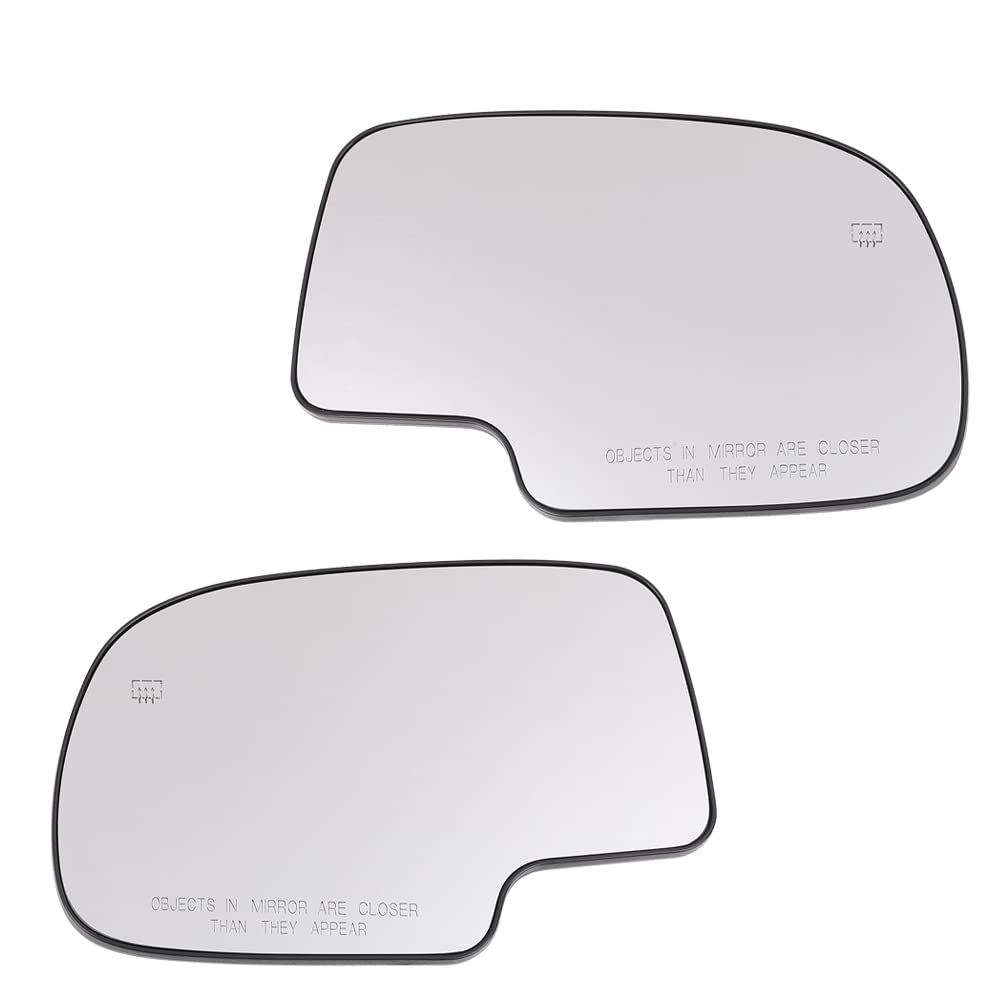 G-PLUS Mirror Glass Power Heated Compatible with Chevy Silverado 1500 1999-2006 /Fit GMC Sierra 1500 1999-2006 / Fit Cadillac Escalade 2002-2006 Driver & Passenger Side Mirror Glass Set