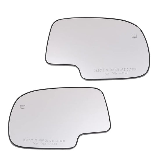 G-PLUS Mirror Glass Power Heated Compatible with Chevy Silverado 1500 1999-2006 /Fit GMC Sierra 1500 1999-2006 / Fit Cadillac Escalade 2002-2006 Driver & Passenger Side Mirror Glass Set