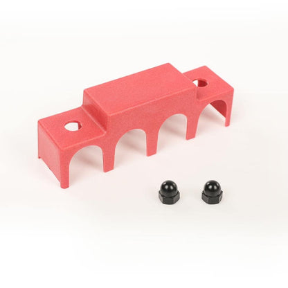 G-PLUS 4 Post Busbar Power Distribution Block with Cover,Busbar Power Battery Terminal Distribution Block 5/16" Posts 12V 250A, 4 Post Power Distribution Block Bus Bar Red