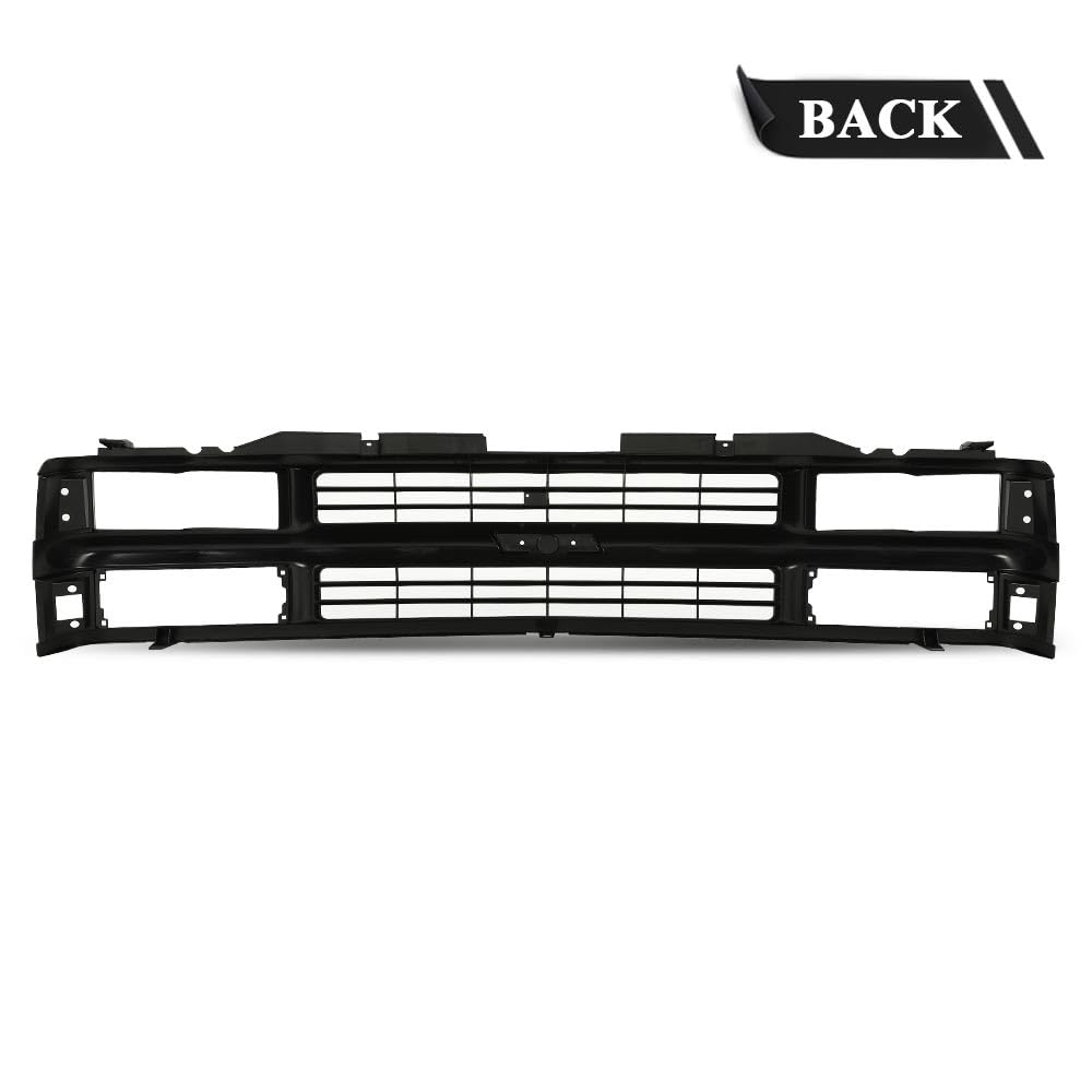 G-PLUS Front Bumper Grille Grill Black Compatible with Chevy Silverado Blazer C/K 1500 2500 3500 Suburban Tahoe 1994-2000 For Models with Composite Headlights 15981092 GM1200239