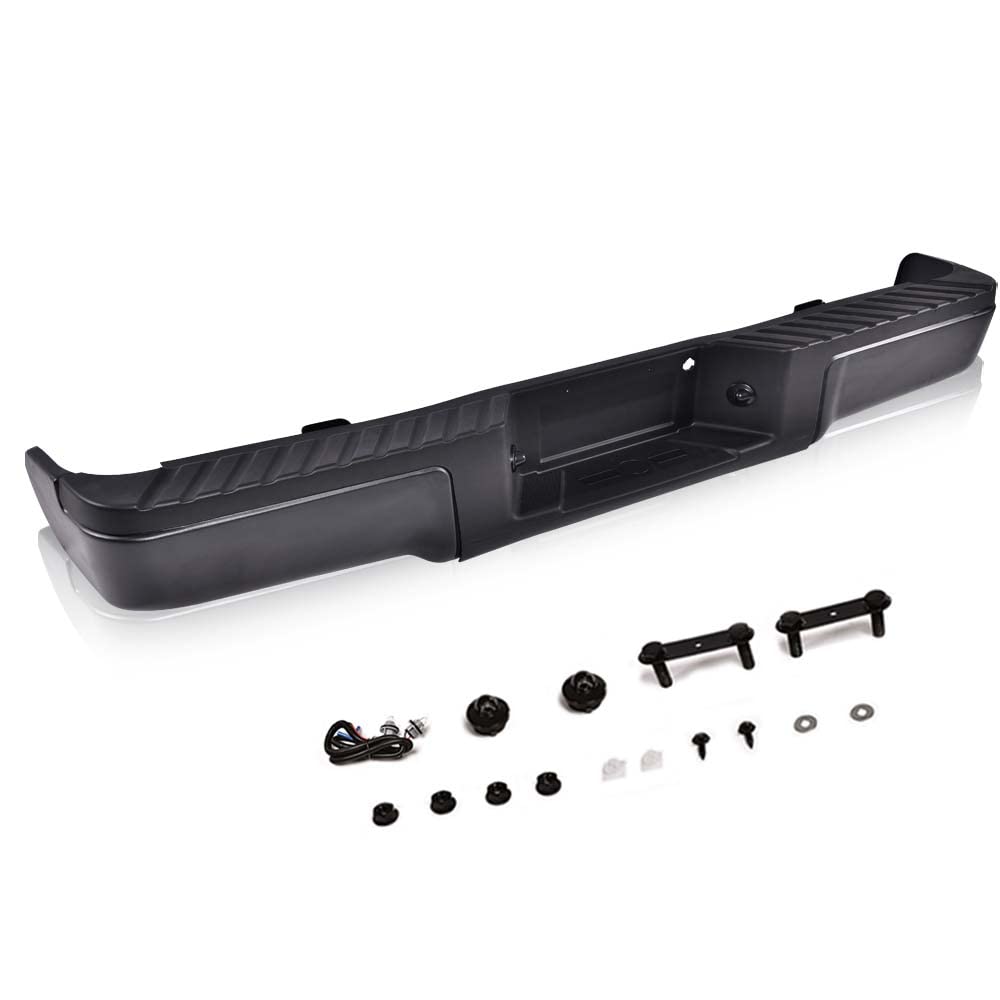 G-PLUS Rear Step Bumper Assembly Compatible With 2009-2014 Ford F150 Truck 9L3Z17B807A 9L3Z17906A FO1103160 Black Steel Back Step Bumper w/o Sensor Hole