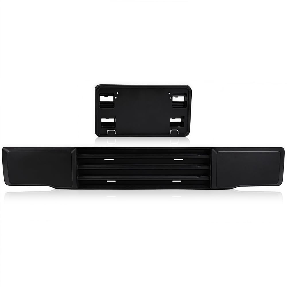 G-PLUS Front Bumper & License Plate Bracket Compatible with Ford F150 2015-2017 Grille Trim Panel and License Plate Mount Fascia Cover Set,Not Fit Ecoboost Powered F150 FL3Z-17E810-AA FL3Z-17A385-A