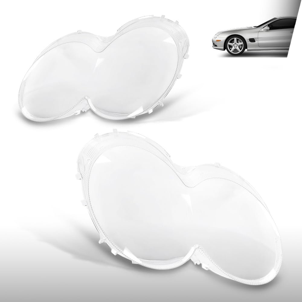 G-PLUS Headlight Lens Cover Compatible with Benz W230 SL500 SL600 SL55 2003-2008 Left & Right Pair Front Headlamp Lens Cover Clear