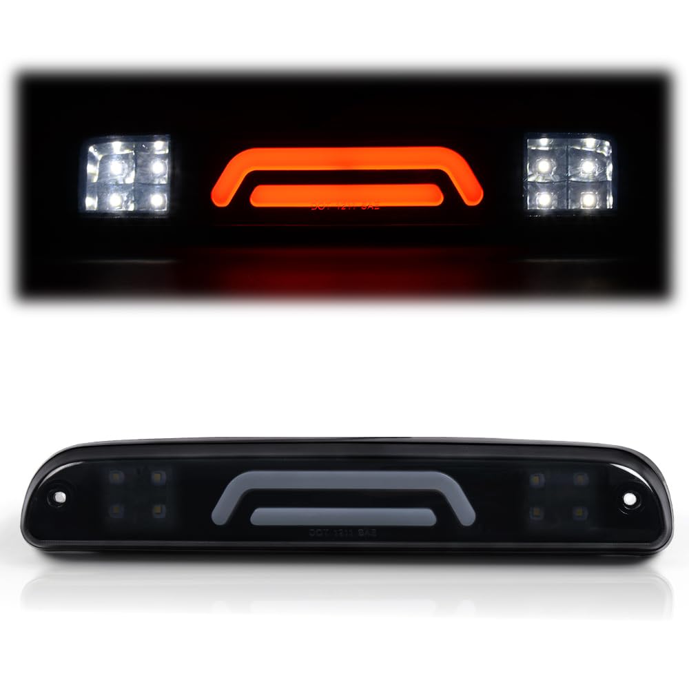 G-PLUS LED Third Brake Light Compatible with Ford F250 F350 F450 F550 Super Duty 1999-2016 Rear 3RD Cargo Led Tail Lamp Smoky Lens Black Housing Tersera Luz De Freno
