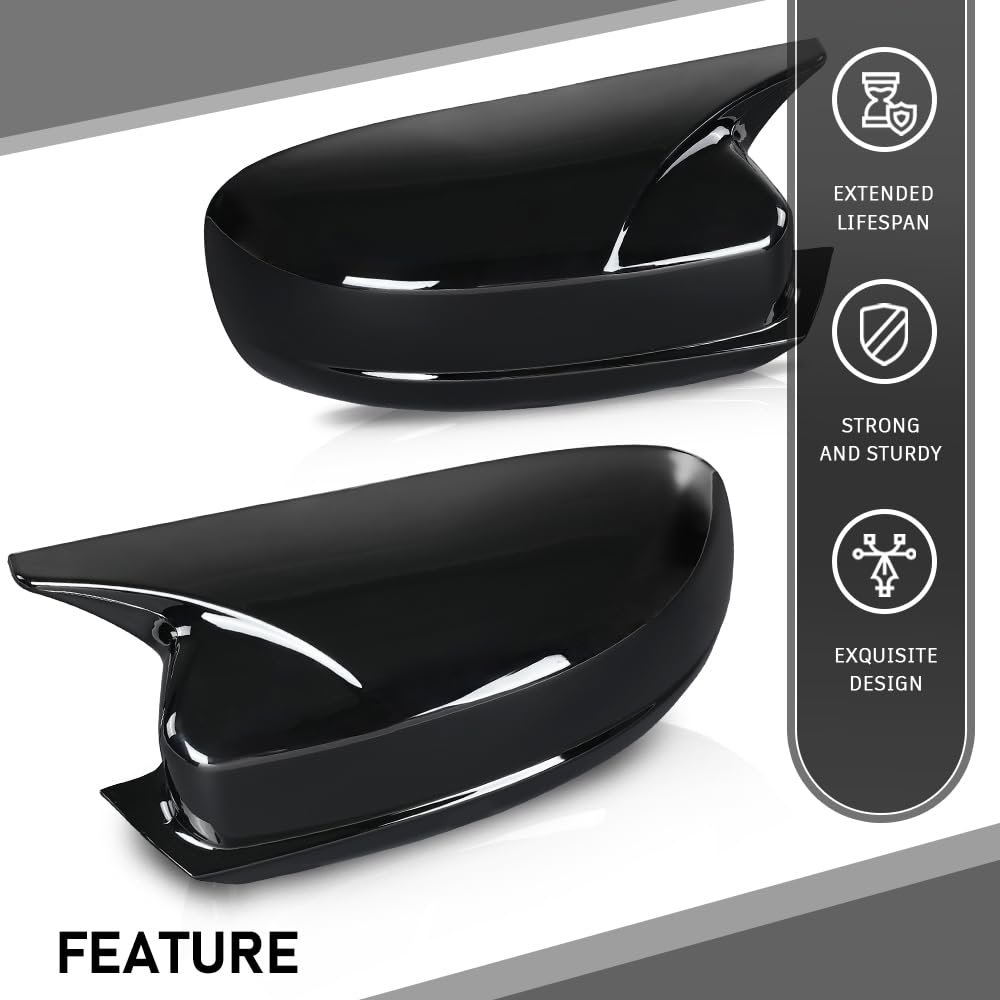 G-PLUS Side Mirror Covers Shell Cap Left and Right Compatible with Dodge Charger SRT 2015-2023 Horn Style Black