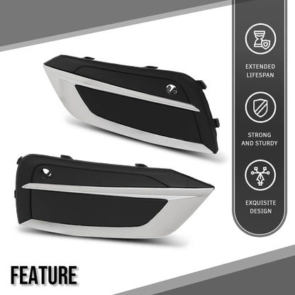 G-PLUS Fog Light Hole Cover Set Left & Right Side Compatible with Volvo XC60 2018 2019 2020 2021 31694538, 31694538-5 Chrome Black