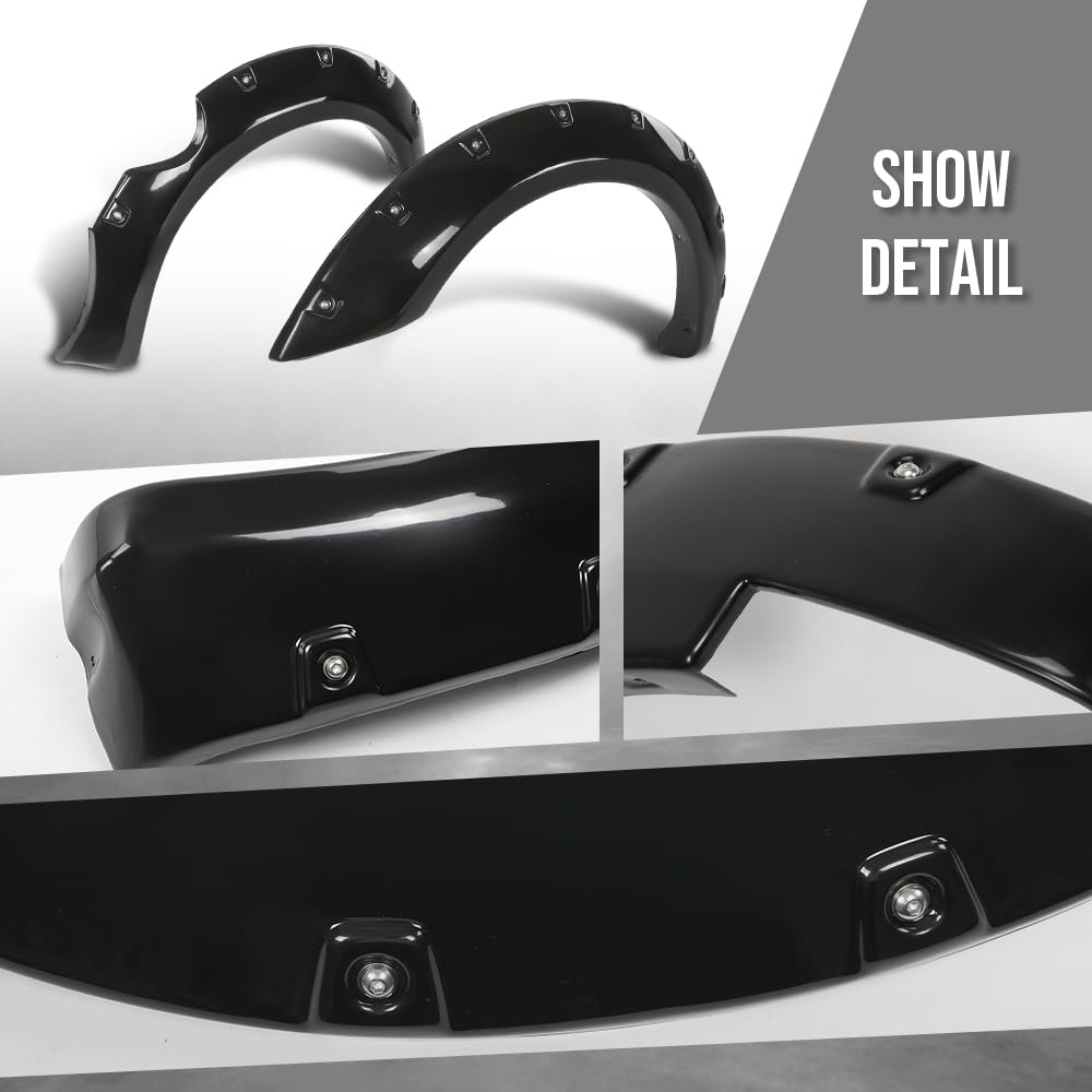 G-PLUS 4PCS Paintable Fender Flares Compatible with Nissan Frontier 2006-2020 Fit 5' Styleside Bed Fit Factory Chrome Front Bumper Black