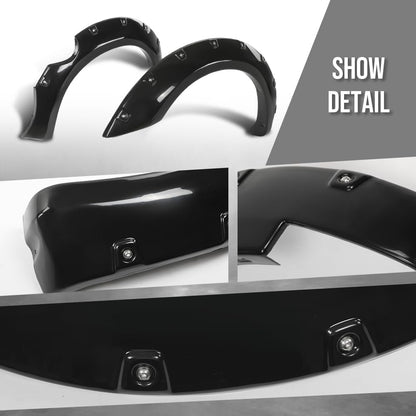 G-PLUS 4PCS Paintable Fender Flares Compatible with Nissan Frontier 2006-2020 Fit 5' Styleside Bed Fit Factory Chrome Front Bumper Black