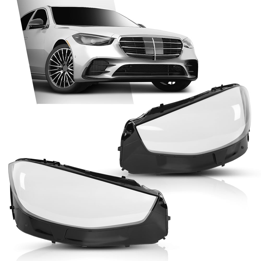 G-PLUS Left & Right Headlight Lens Headlamp Cover Compatible with Benz SClass W223 V223 Z223 Models 2020-2024