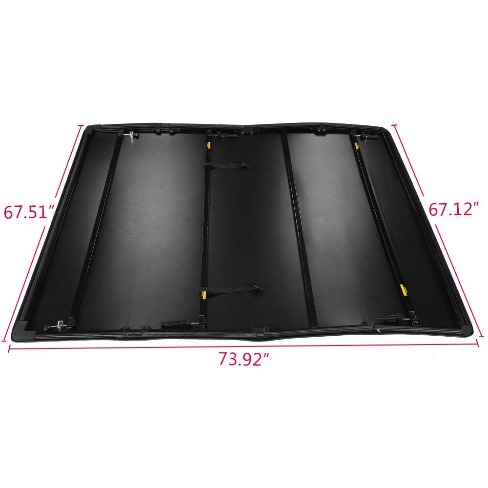 G-PLUS Four-Fold Truck Tonneau Cover Compatible with Nissan Titan 2004-2015 | King (Extended) Cab 6.5' Bed | for Models with or Without The Utili-Track System