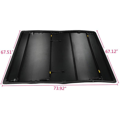 G-PLUS Four-Fold Truck Tonneau Cover Compatible with Nissan Titan 2004-2015 | King (Extended) Cab 6.5' Bed | for Models with or Without The Utili-Track System