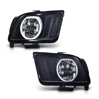 G-PLUS LED Headlights Compatible with Ford Mustang 2005 2006 2007 2008 2009 Front Headlamps Driver & Passenger Side Smoky Lens Black Housing 2Pcs,faros delanteros