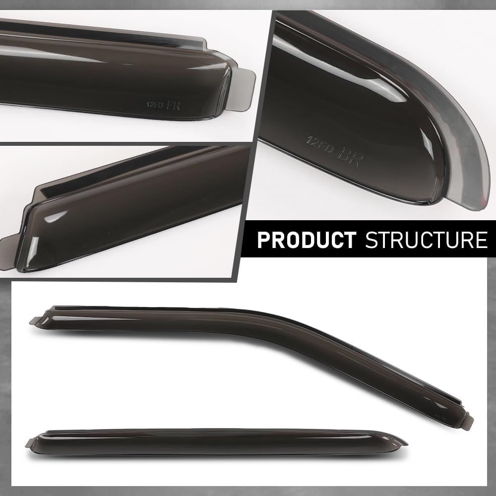G-PLUS in-Channel Window Visors 4Pcs Compatible with Ford F150 Supercrew 2015-2025 & F150 Raptor SuperCrew 2017-2025 Rain Guards Side Wind Deflector with Tape Glossy Black