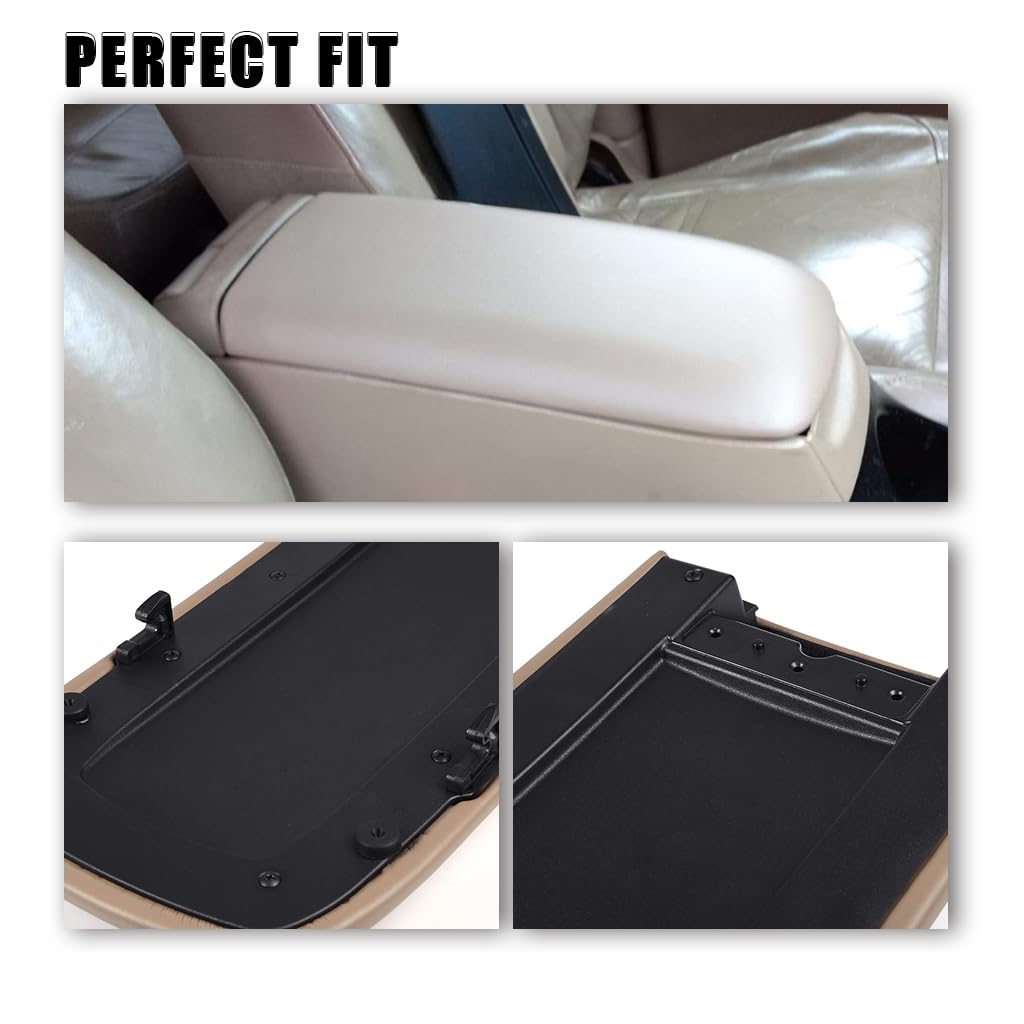 G-PLUS Center Console Lid Cover Compatible with Ford Explorer Mountaineer 1997-2001/ Fit Ford Sport Trac 2001-2002 Beige Armrest Lids 1L2Z9806024AAA, 1L2Z9806024AAB, 1L2Z9806024AAE