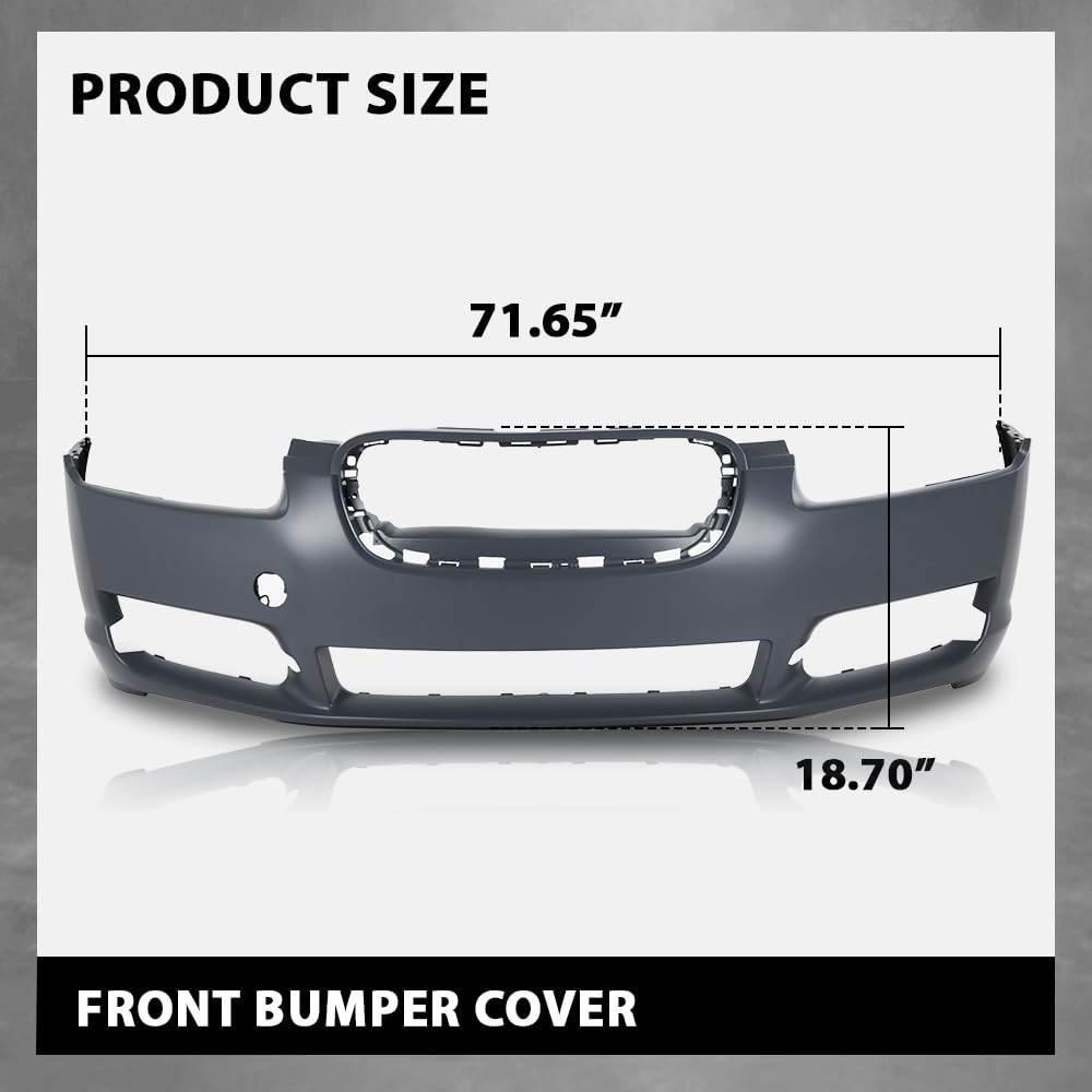 G-PLUS Front Bumper Cover Compatible with Jaguar XF Supercharged 2009-2011 w/Tow Hook Hole & Fog Light Holes & Parking Aid Sensor Holes, C2Z8838XXX, JA1000142, Black