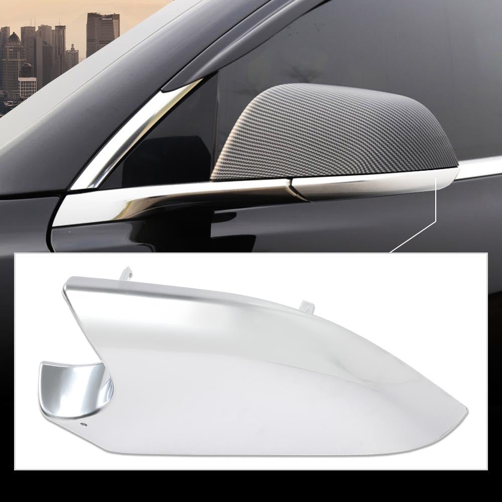 G-PLUS Left Side Wing Door Mirror Cover Lower Silver Holder Chrome Compatible With Tesla Model 3 2017-2022 22873005 Silver