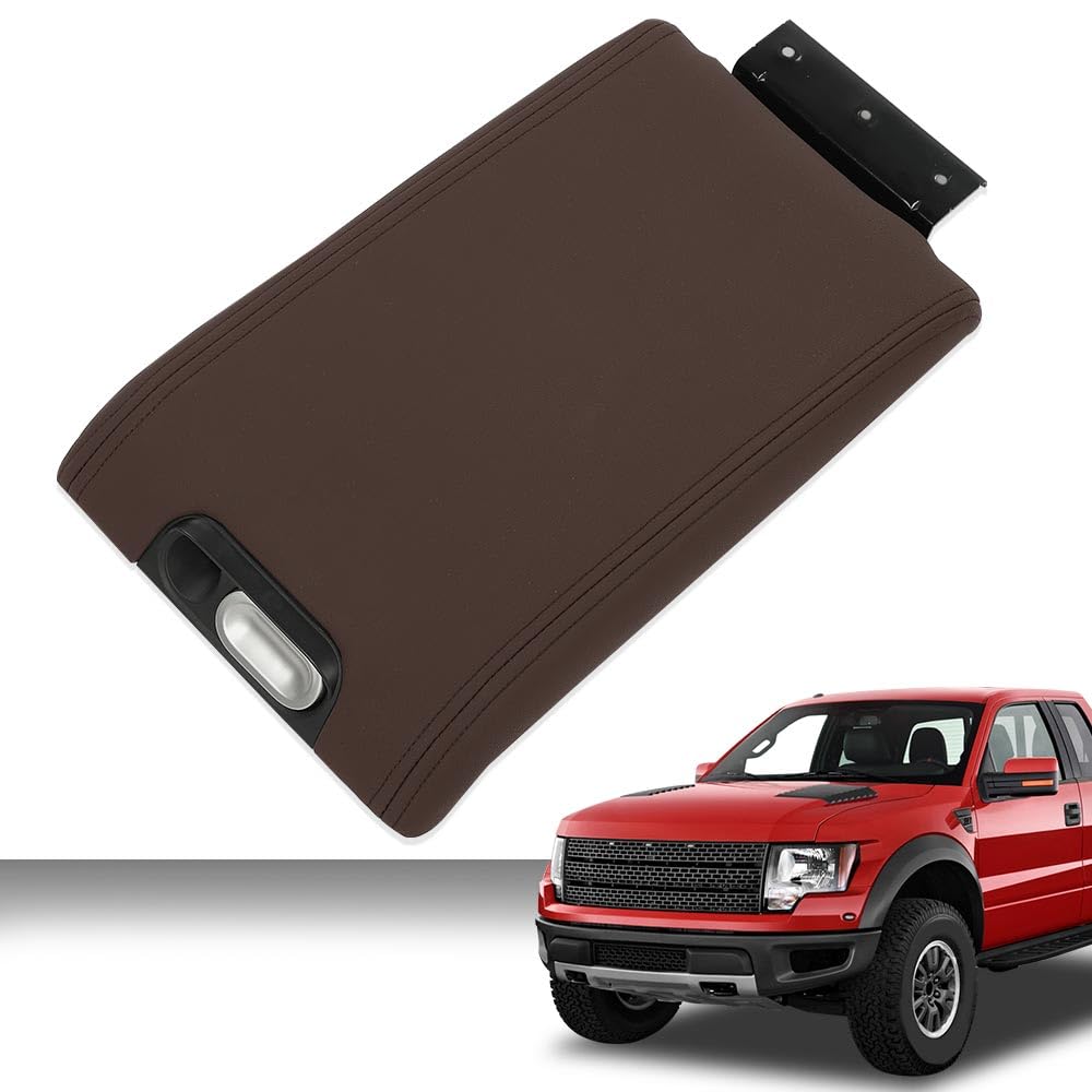 G-PLUS Brown Center Console Arm Rest Lid Cover Compatible with Ford F150 2009-2014/Lincoln Mark LT 2010-2014 9L3Z1506024CC (Fit for Flow Through Consoles Only)