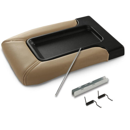 G-PLUS Center Console Lid Replacement Kit Compatible with GMC Sierra Yukon Chevy Silverado Avalanche Suburban Tahoe 1999-2007 Armrest Lid w/o Charging 19127364 19127365 19127366 (Beige)