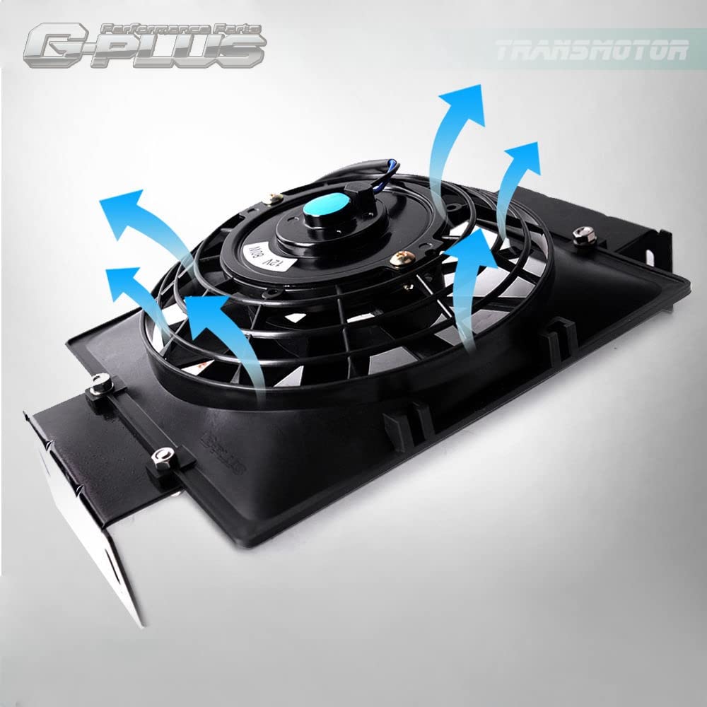 G-PLUS Universal 7" Slim Pull Push Engine Oil Cooler Radiator Cooling Fan 12V 80W Mount Kit,Black 1PCS