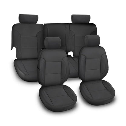 G-PLUS Seat Covers Set Compatible with Chevy Silverado LT Crew Cab 2014-2018 Black