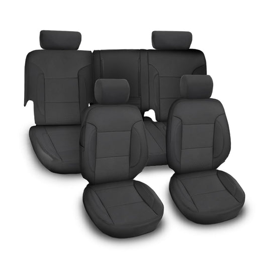 G-PLUS Seat Covers Set Compatible with Chevy Silverado LT Crew Cab 2014-2018 Black