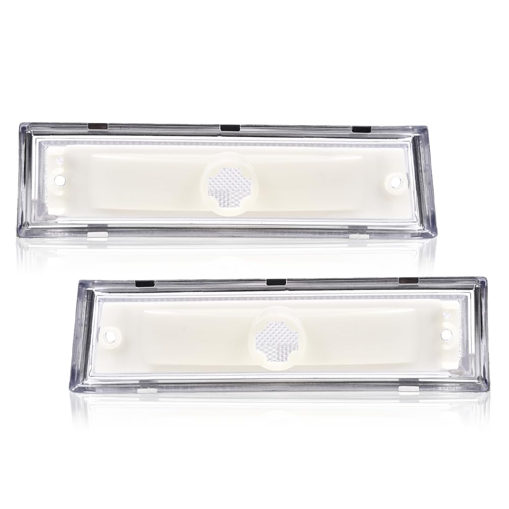 G-PLUS Front Side Marker Lights Assembly Compatible With Chevy Blazer/GMC Jimmy C/K R Pickup 1981-1991,Side Chrome Bezel Marker Lamps Pair Clear Lens