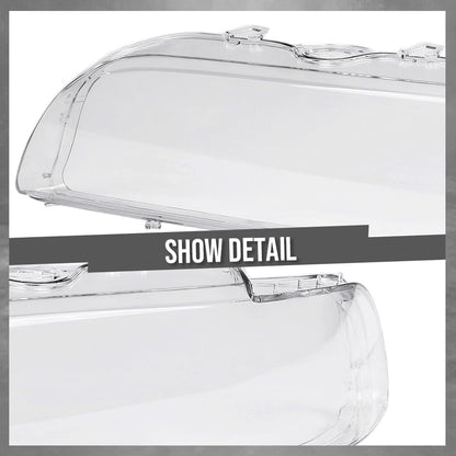 G-PLUS Headlight Lens Cover Compatible with BMW 5 Series E39 Facelift 2000-2003 Left & Right Pair Front Headlamp Lens Cover Clear