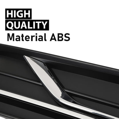 G-PLUS Front Left Fog Light Cover w/Chrome Trim Compatible with Volkswagen Passat 2016-2019 Black Driver Side without Sensor Hole