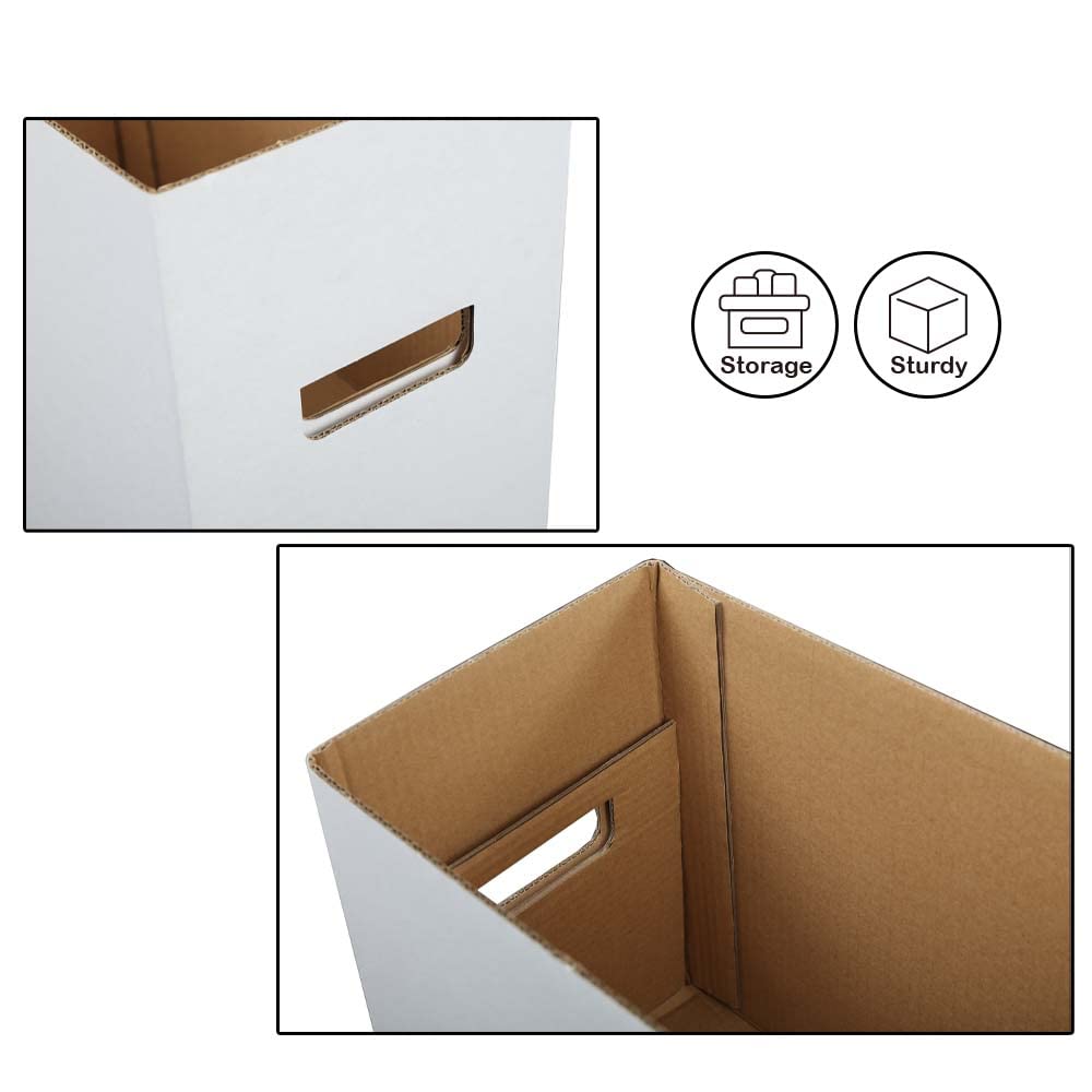 G-PLUS Comic Books Storage Boxes With Lids Short Holds 150-175 Stackable Durable Archive White Comic Book Storage