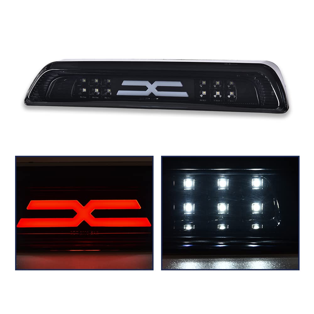 G-PLUS LED Third Brake Light Compatible with Toyota Tundra 2007-2018, 3rd High Mount Cargo Light, Type X, Smoky Lens Black Housing, 81570-0C050