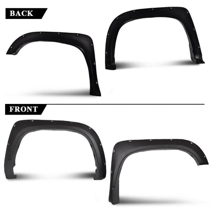 G-PLUS 4PCS Fender Flares Compatible with Toyota Tundra 2014-2020 66.7" / 78.7" / 97.6" Bed Length Wheel Cover Protector Vent Trim, Textured Riveted Pocket