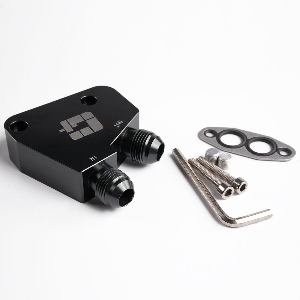 G-PLUS Oil Cooler Kit for Universal AN10 Oil Filter Relocation Silver Side View