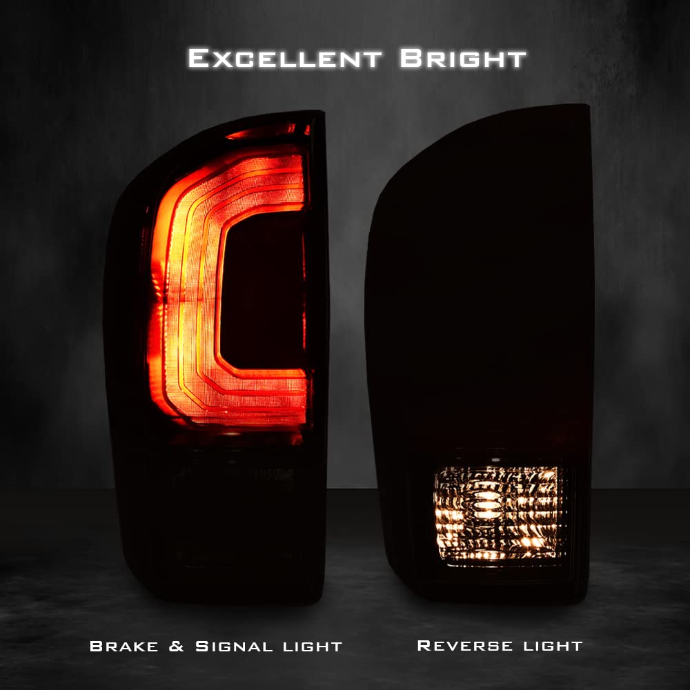 G-PLUS TRD PRO Tail Light Lamp Assembly w/Bulbs Compatible with Toyota Tacoma 2016-2023 - All Models Left Driver Side Clear Lens Black Housing 8156004200 TO2800201 Luces Traseras
