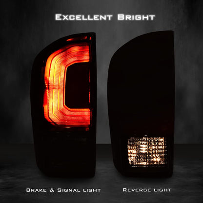 G-PLUS TRD PRO Tail Light Lamp Assembly w/Bulbs Compatible with Toyota Tacoma 2016-2023 - All Models Left Driver Side Clear Lens Black Housing 8156004200 TO2800201 Luces Traseras